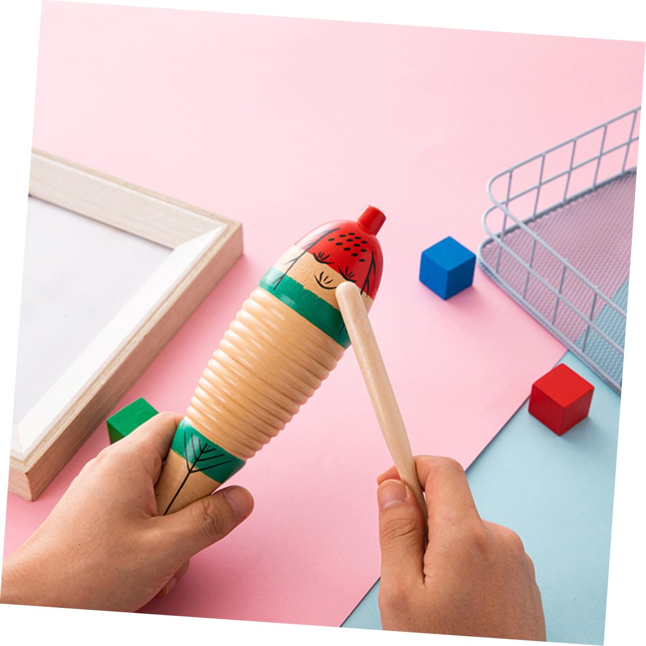 Giocattolo Musicale in Legno Percussioni 4 Pezzi per Ragazzo Ragazza | Strumento Ritmico Facile da Usare, Design Compatto da Riporre, Set Abs con Bacchetta