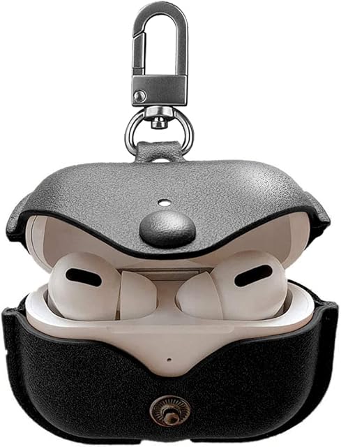 Case for AirPods Pro 2 Case (2022 Release), Nigaee Genuine Leather Protective Case Compatible for Apple AirPods Pro 2 Wireless Charging Covers with Keychain Hook