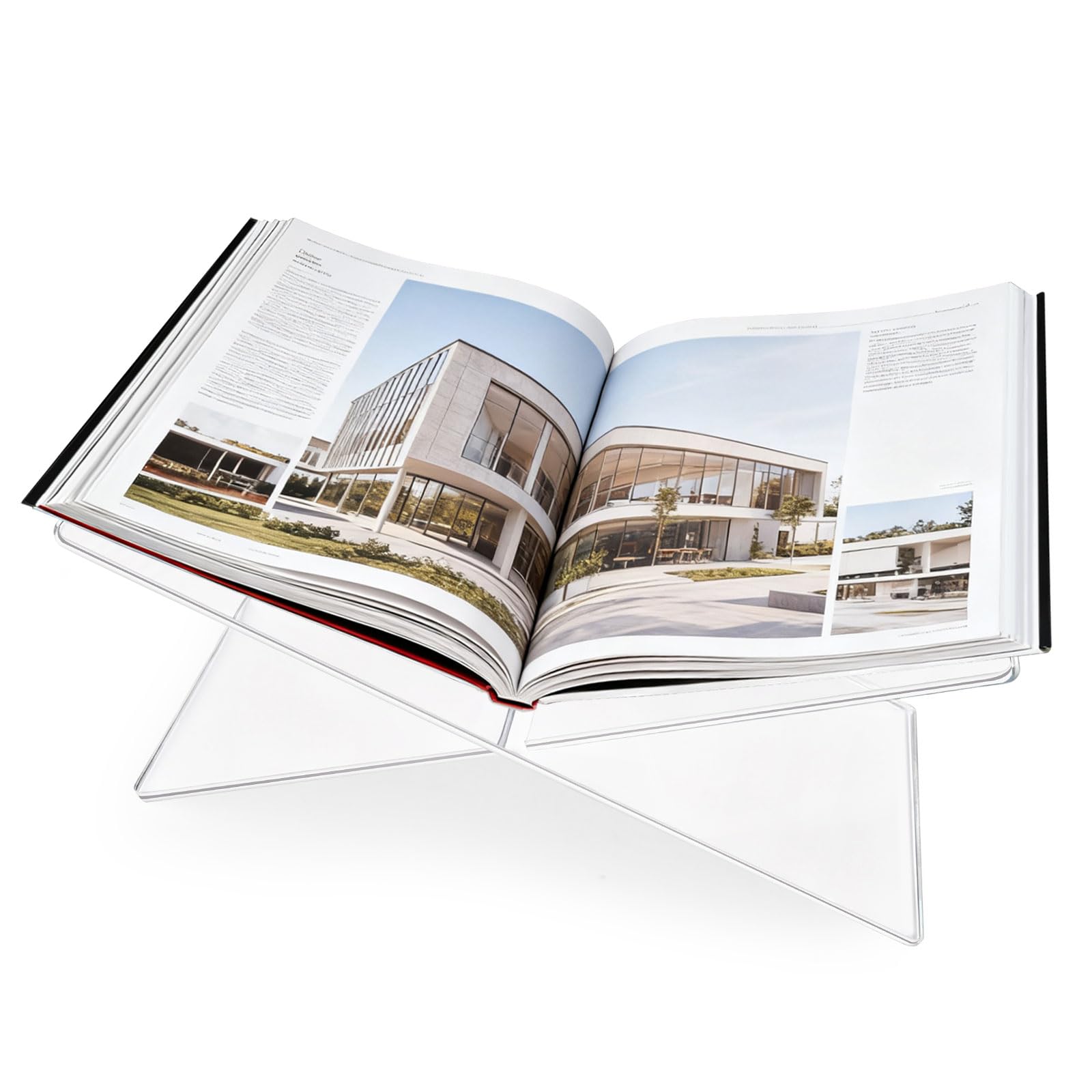 LELE LIFE Acrylic Book Stand, Clear Book Holder for Reading Open Display Stand for Cookbook, Magazine, Recipe, Bible on Kitchen Counter or Desktop, Transparent