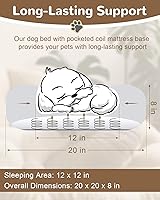 Vista 3 de Camas ortopédicas para perros pequeños de 20 pulgadas, cama para perros pequeños con bobinas en bolsillos y soporte de espuma suave, cama