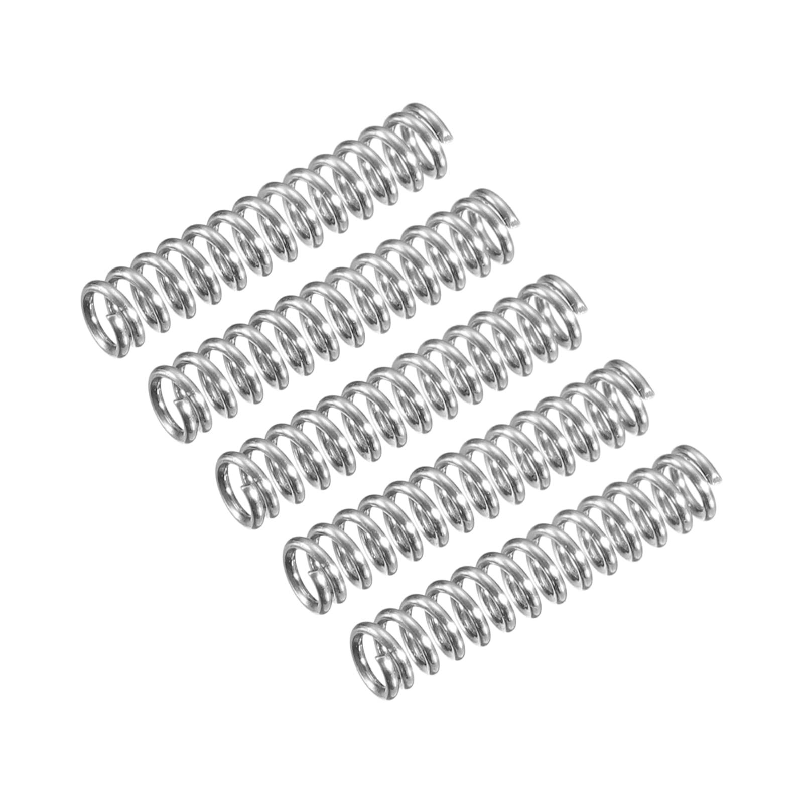 uxcell Compression Spring, 5Pcs 304 Stainless Steel, 3mm OD, 0.5mm Wire Size, 15mm Free Length, Silver Tone