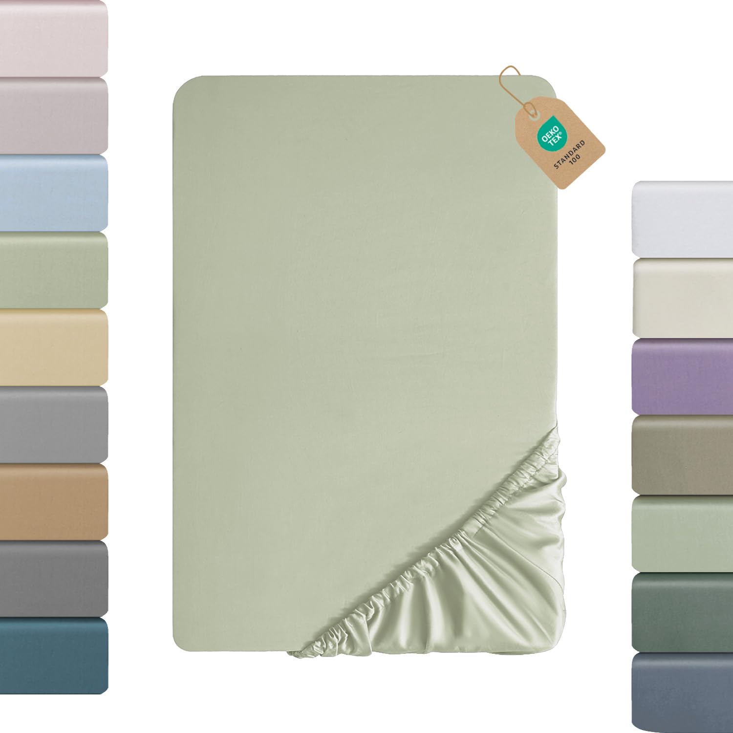 SOULFUL Satin Spannbettlaken, 100% Langstapelige Baumwolle Spannbettlaken