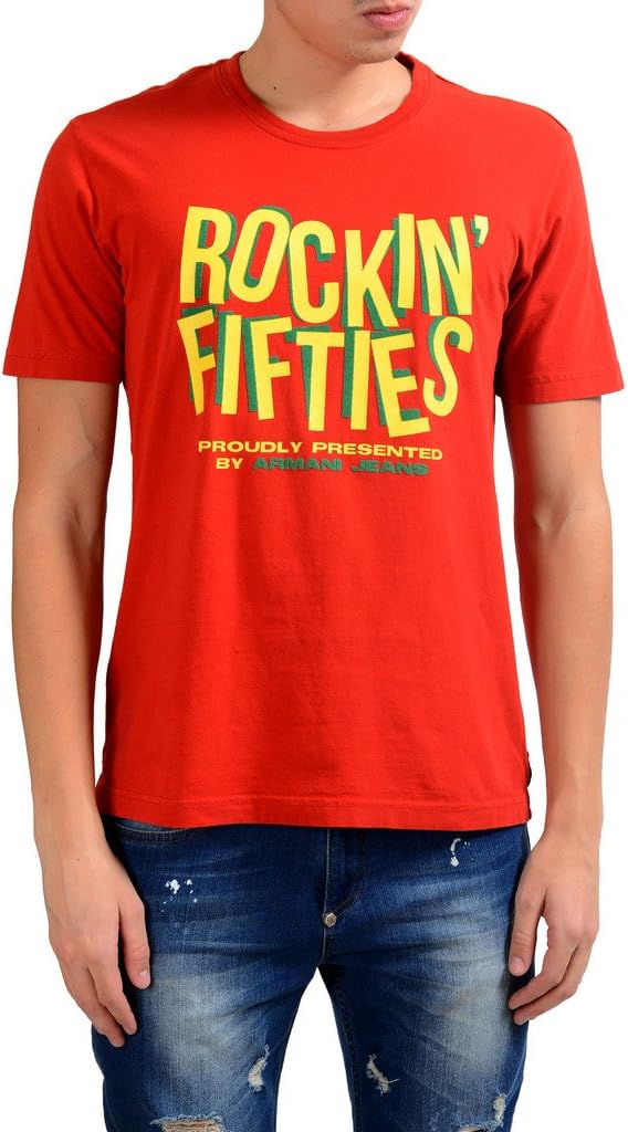 Emporio Armani"Rock in Fifties Men's Red Crewneck T-Shirt US XL IT 54;