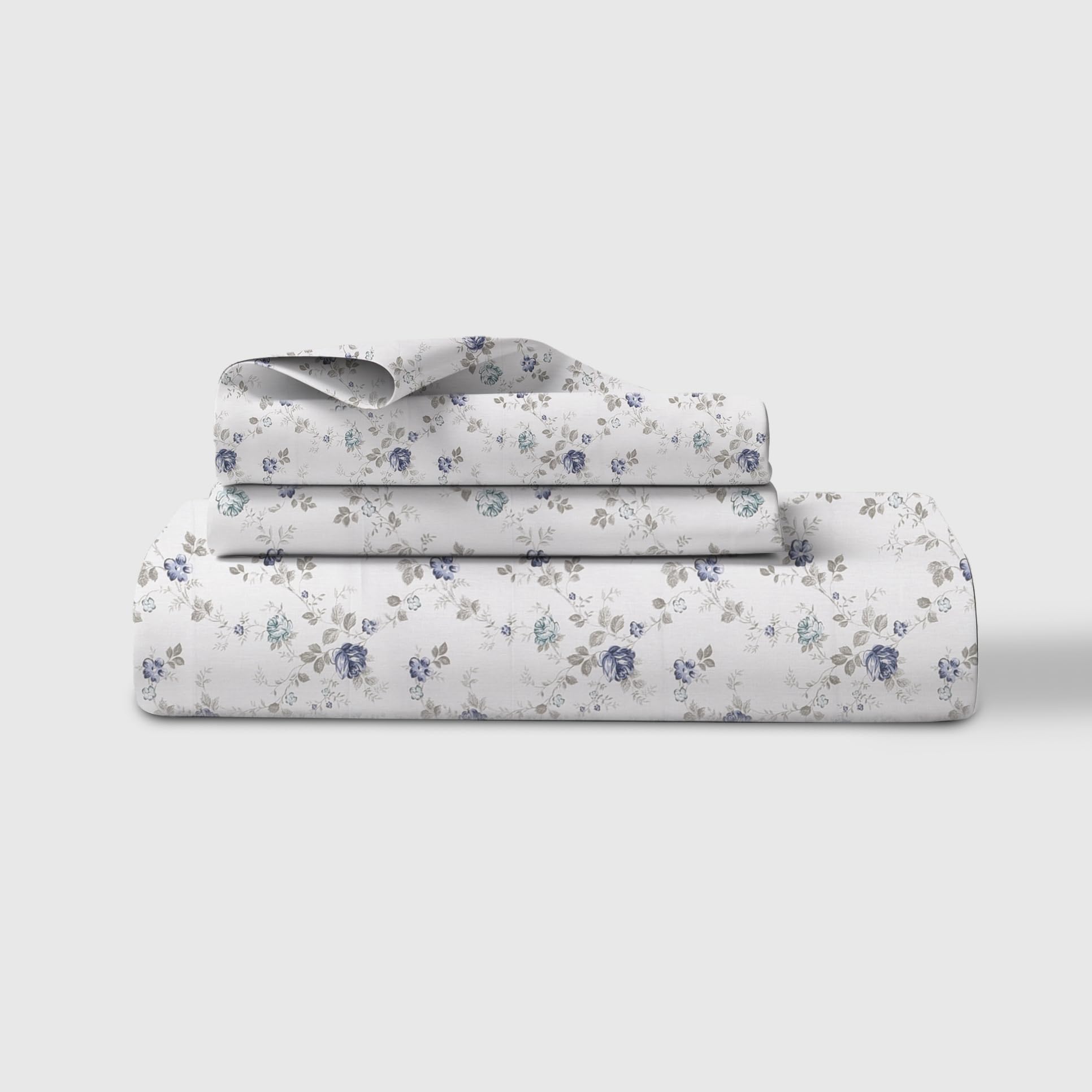LINENWALAS 100% Cotton Fitted Bed Sheet for Double Size Bed, Printed All Around Elastic Bedsheet (72 x 72 Inches) with 2 Pillow Covers | 210 TC Soft, Breathable, Luxury Bedsheet (Blue Sapphire), Twin