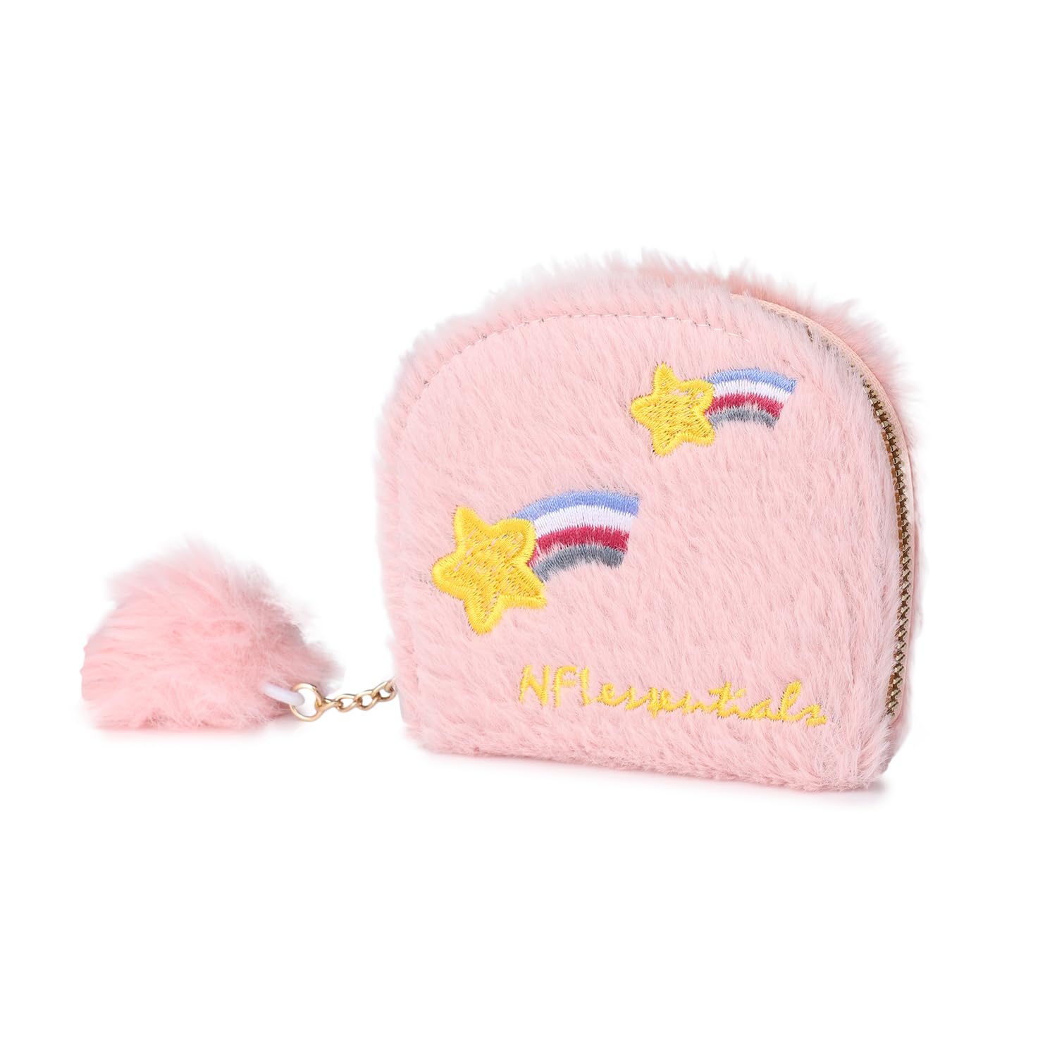 Fashion Soft Fur Semicircle Clutch Wallet for Holding Card,Coin with Zipper Closure for Women & Girls Small Clutch Wallet (Pink New)-image-49