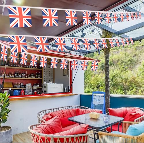 Image of 2 Pack Union Jack Flag Banner String Small Mini 66 Feet 60 Pcs UK British Hanging Flags Decoration