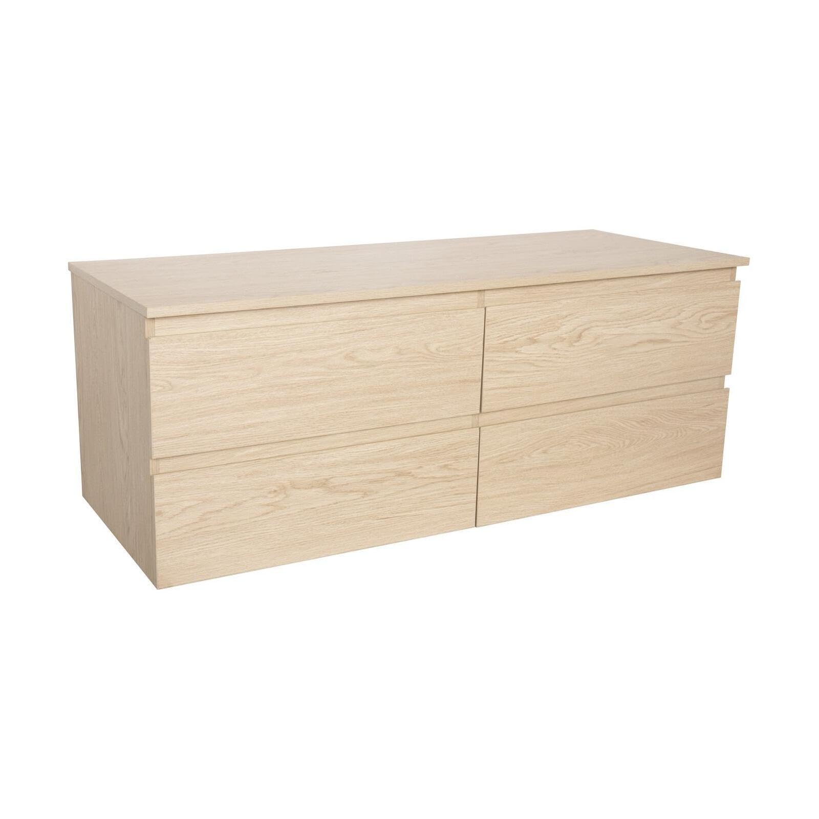 MOB-​IN Meuble Double Vasque Sorrento Suspendu avec Plan Effet Bois 120 cm