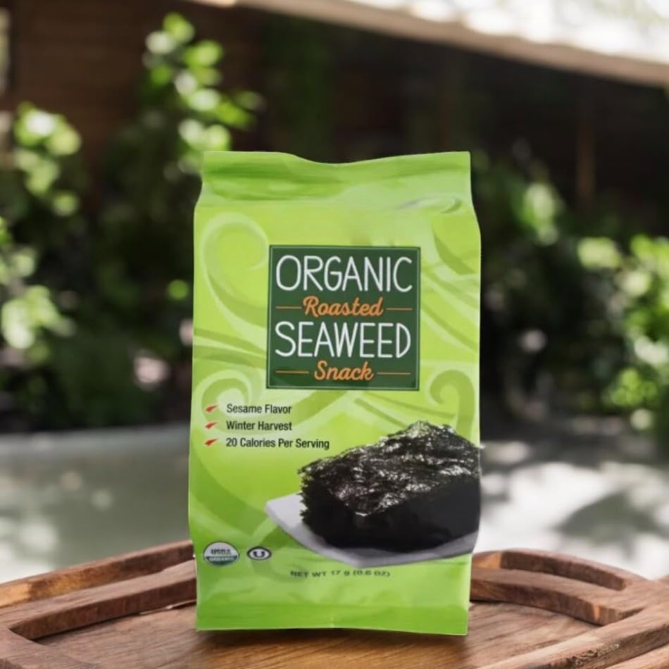 Roman Shopping Organic Roasted Seaweed, kirkland, Sesame Flavor, 0.6 oz, 10 Packs