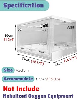 Foldable Pet Nebulizer Box Cage - Cough Breathing, Dual Holes Cat Dog Atomization Oxygen Chamber, Portable Home Animal Medical Tent Hospital(M)