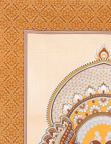 Image of JAIPUR PRINTS 100% Cotton Bedsheet for Double Size Bed Rajasthani Jaipuri Printed with 2 Pillow Covers 90x100 inch 235x215 cm Yellow 3 Pieces