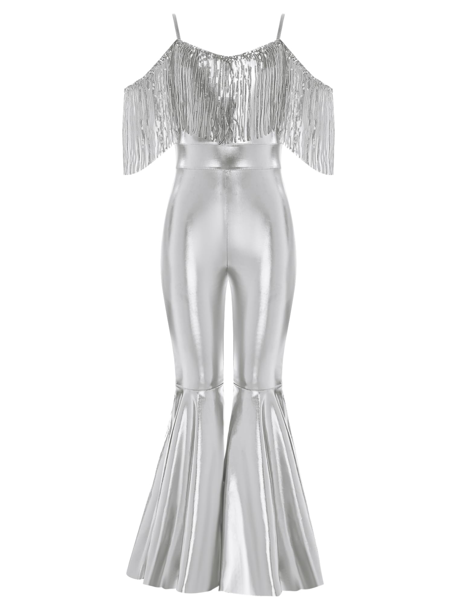 ranrann Tuta Intera Svasata da Danza Jazz Bambina con Nappe Jumpsuit Elegante Principessa per Cerimonia Cocktail Matrimonio Leotard da Danza Moderna Valzer Cocktail