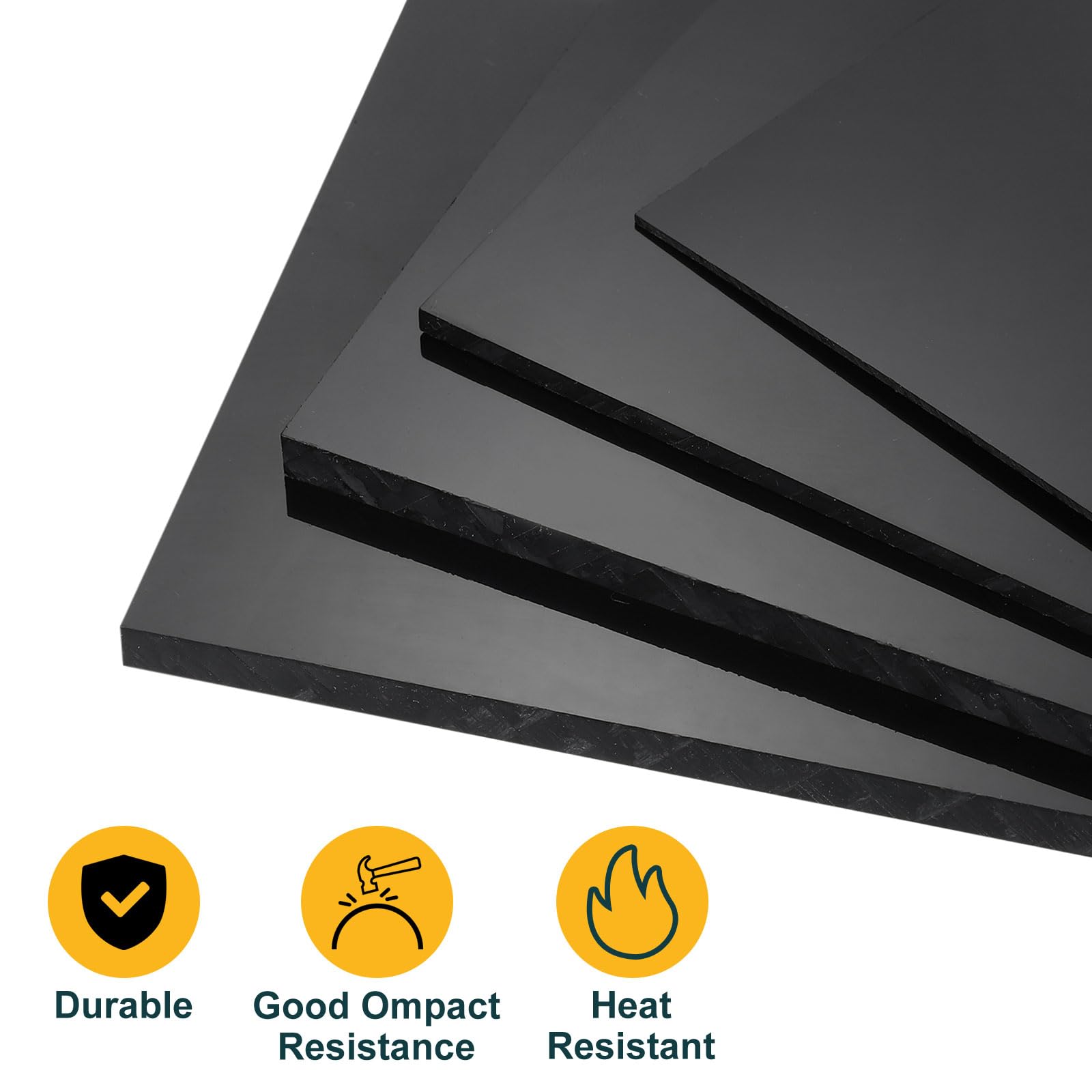 QUARKZMAN 2 sztuki płyty z tworzywa sztucznego ABS, grubość 0,04" 6" x 6", elastyczny twardy panel, termoformowalny panel do dekoracji domu, kolor czarny