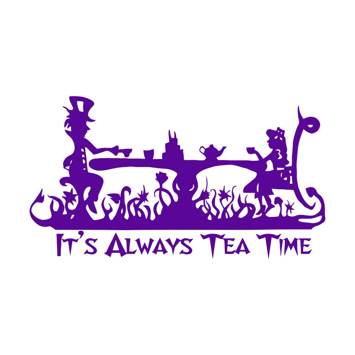It's Always Tea time Vinyl wall Decal Home Decor Living Room Bedroom Alice in Wonderland Art Mural Removable wall Stickers Large - 49x91cm โ image 1
