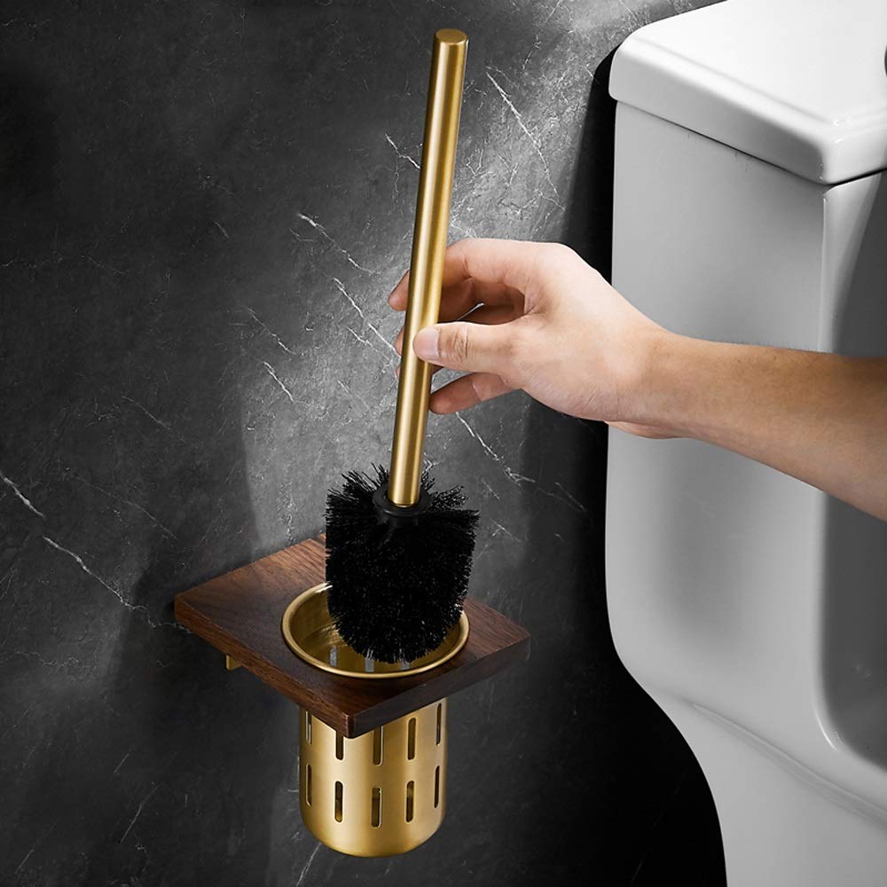 Nff Spazzola E Supporto per La Toilette, Bagno in Noce Pennello da Parete Pennello da Parete Manico Lungo con Setole Flessibili Spazzola Igienica 12x14x40 Cm (Color : B)