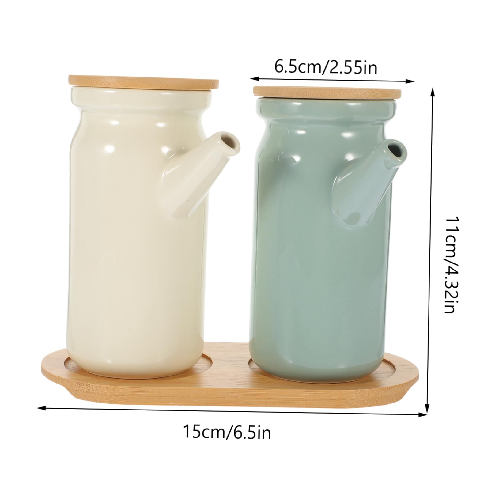 Cabilock 1 Set Ceramic Condiment Bottle Kitchen Seasoning Container with Individual Lids Oil Soy Sauce Dispenser and Stylish for Home Cafe Restaurant and Buffet Use