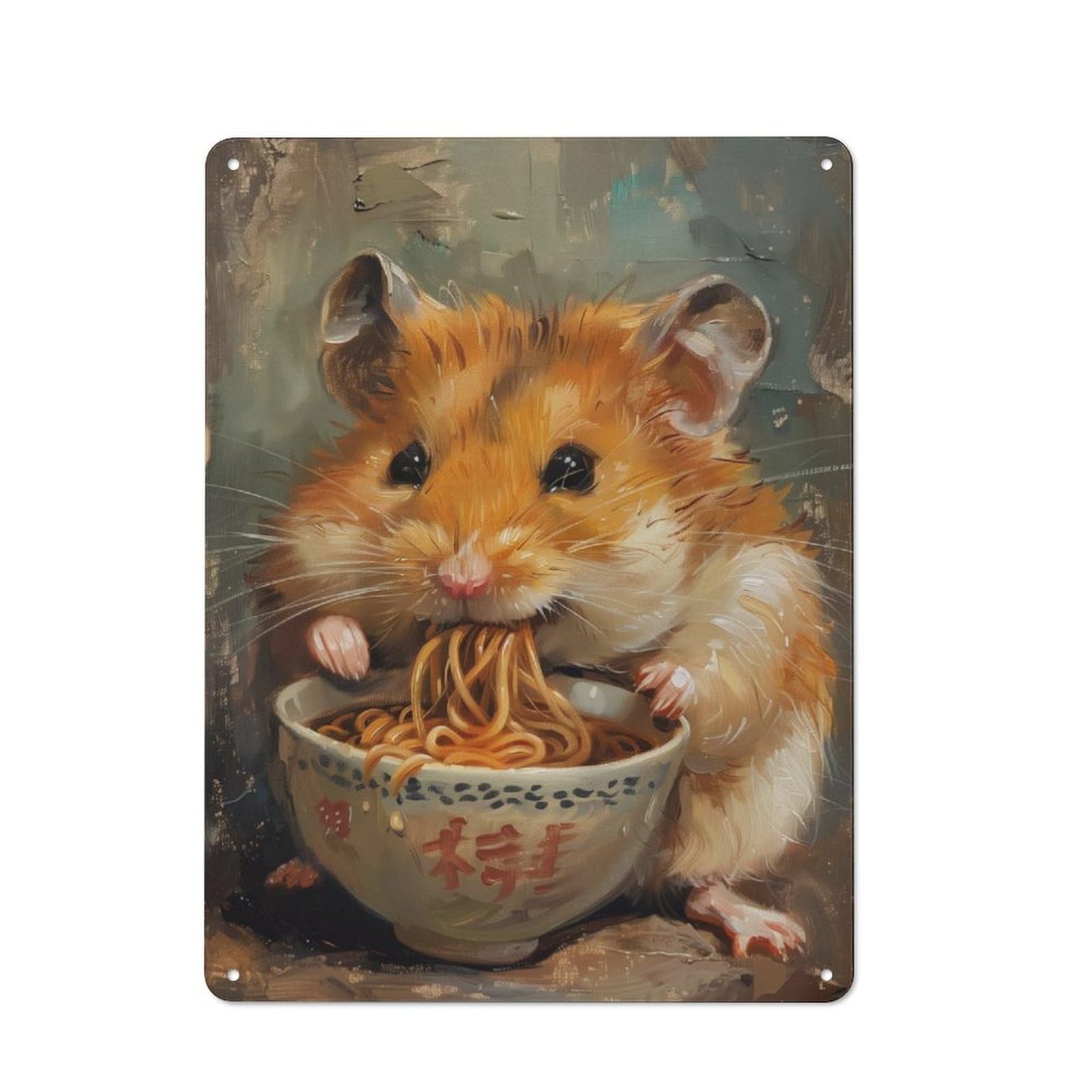 Junmoney Adorale Hamster Noodles Understated Office Metal Sign 40X30cm Featuring Studio Wall Plaque For Office, Study, Studio Or Hallway