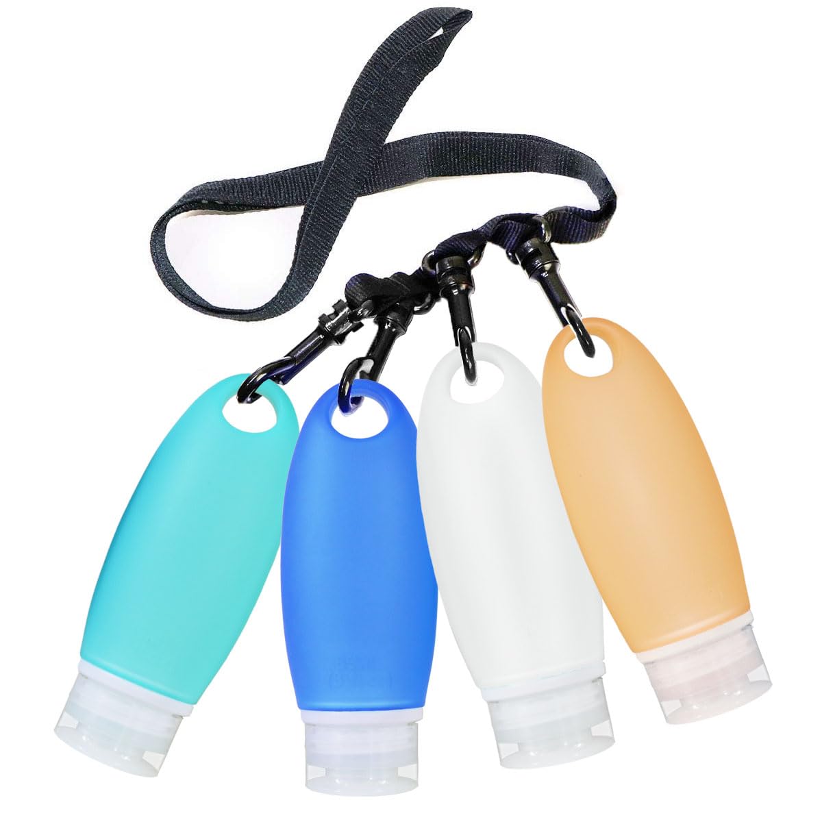 Refillable Bottles Leak Proof Camping Travel Containers with Shower Lanyard,3oz TSA Approved Squeezable Silicone Travel Tube Set for Gym Shampoo