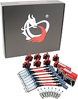Vista 1 de DRAGON FIRE PERFORMANCE Juego de encendido con bobinas de encendido cuadradas, bujías iridio y cables de bujía de 0.394 pulgadas compatible