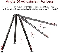 Vista 4 de IFOOTAGE Gazelle TC7 - Trípode para cámara de carbono, 61 pulgadas, 3 secciones con mango de liberación rápida, compatible con videocámara DSLR