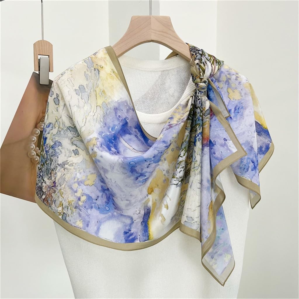 Soie Crêpe de Chine Foulard en Soie Foulard Femme Long Polyvalent Petit Châle Décoration