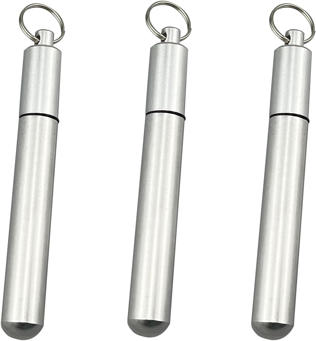 3PCS silver portable metal toothpick holder, compact toothpick set, suitable for camping, picnicking, traveling, outdoor, made of food grade aluminum alloy.