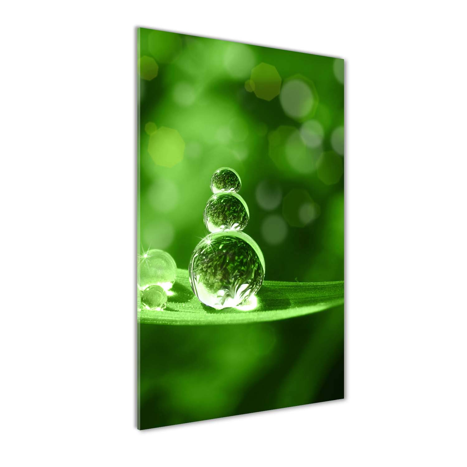 Image tableau photo décorative en verre 60x120 cm gouttes sur l'herbe