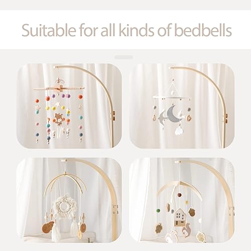 Miniatura 4 de Brazo móvil para cuna de bebé soporte de cuna móvil de madera para colgar cuna de bebé para decoración de guardería brazo estructural curvado