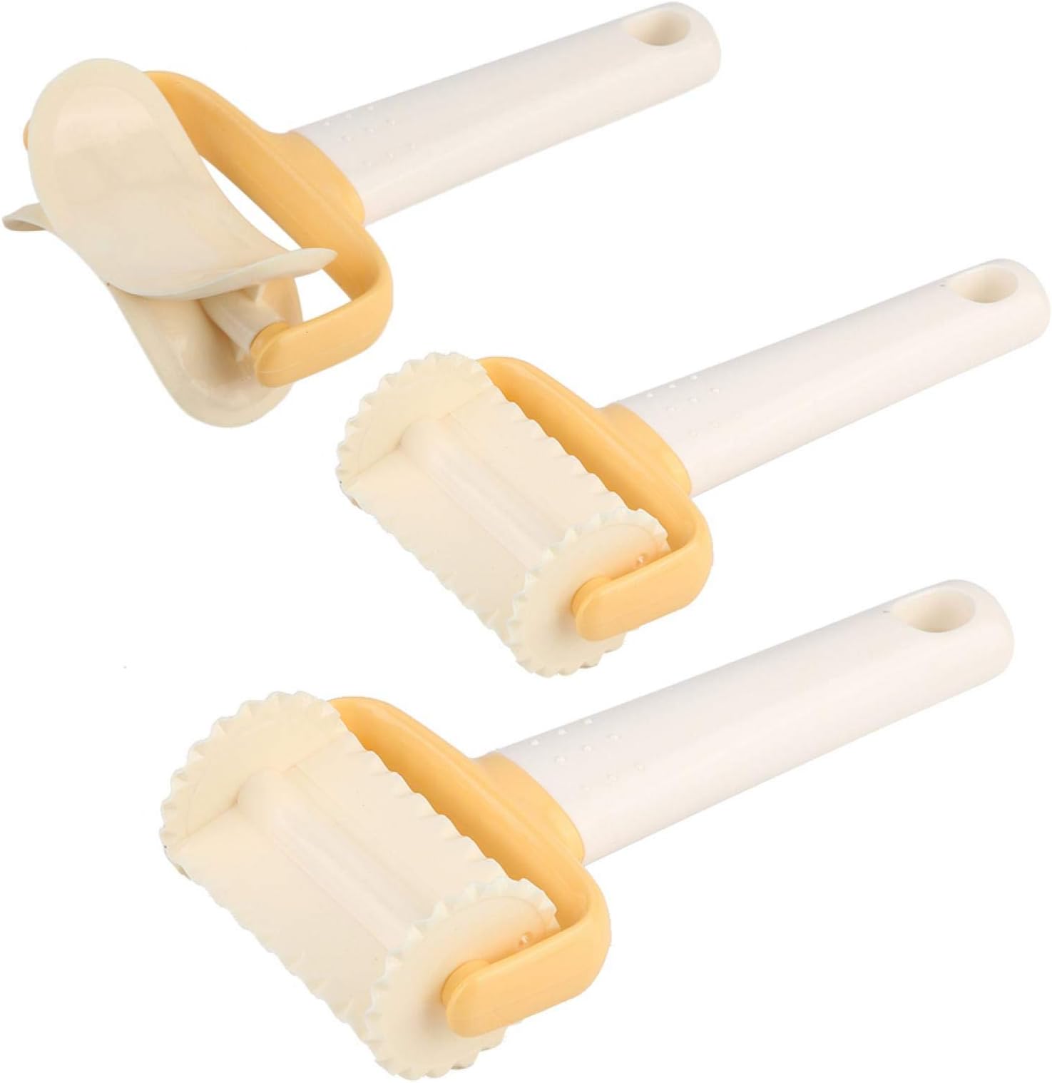 KUIKUI 3 Types Biscuit Rolling Crimped Cutter, Biscuit Mold Maker Stamp Roller Cookie Cutter Pastry Dumpling Rolling Embossing Baking Cake Decorating Tools (3 kit Set)
