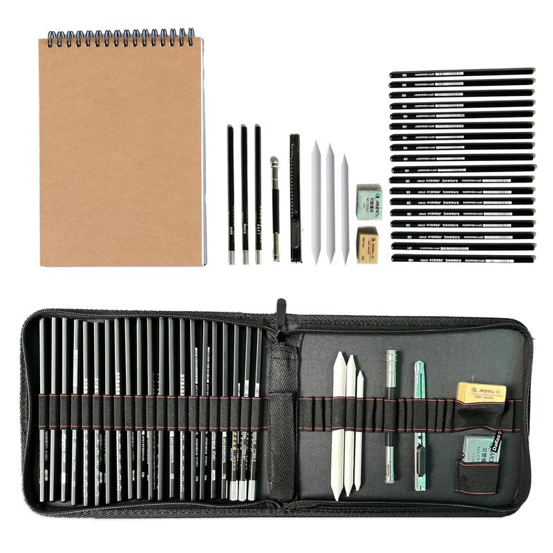 Image of DaKos Sketch Pencil Set - Drawing Pencil Set and Shading Pencil Set for Artists, with A5 Drawing Sketch Book, Perfect Sketching Kit of Charcoal Pencil and Shading Art (30 Pieces)