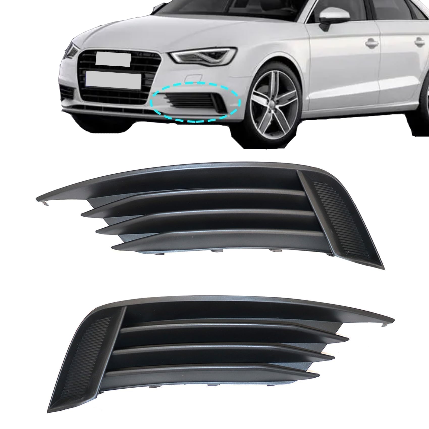 Priprilod Bumper Grilles Lower Front Left & Right Side Fog Light Grilles Compatible With Audi A3/S3 2013-2017#8V5807682 8V5807681 8V58076829B9 8V58076819B9 ?