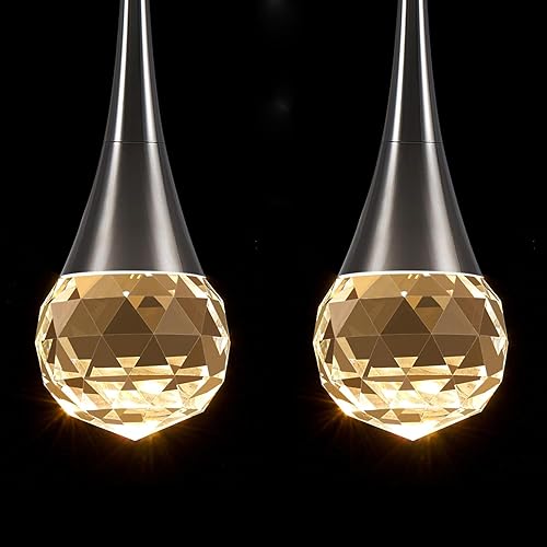 Miniatura 1 de Poribeos Lámpara colgante moderna de cristal ajustable de 8 W, mini lámpara colgante de techo esférica con 3 modos de color, lámpara colgante para