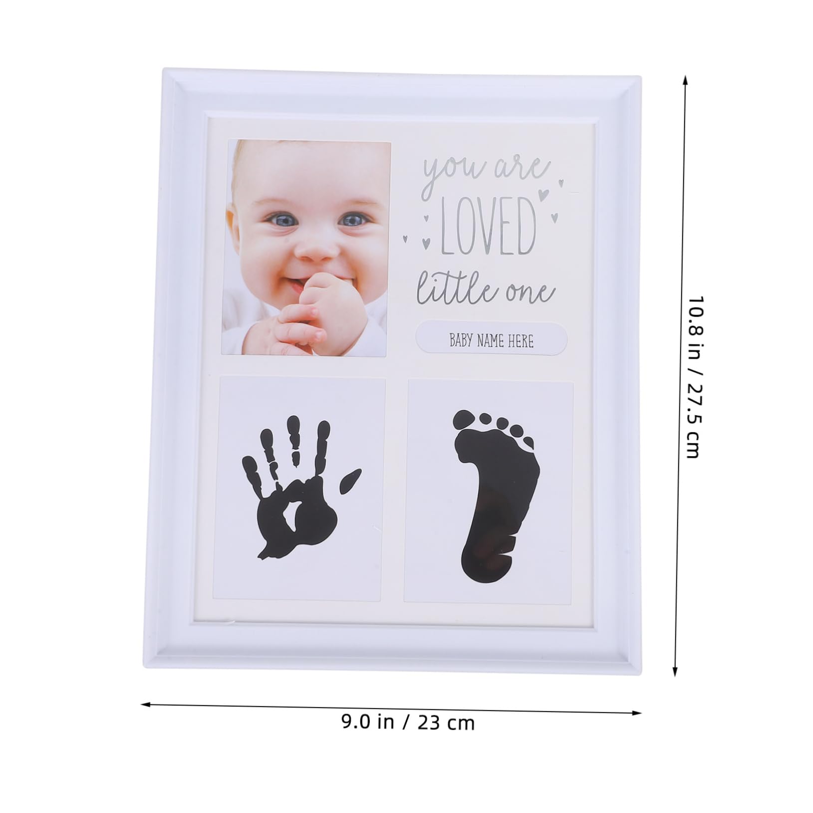 Abaodam Infant Milestone Frame Baby Handprint and Footprint Photo Frame Newborn Milestone Sign Safe Desktop Decor