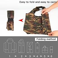 Vista 4 de Aricsen Paquete de 10 bolsas de compras reutilizables de camuflaje de 15 x 4.5 x 15 pulgadas con asas a granel, plegables extragrandes resistentes