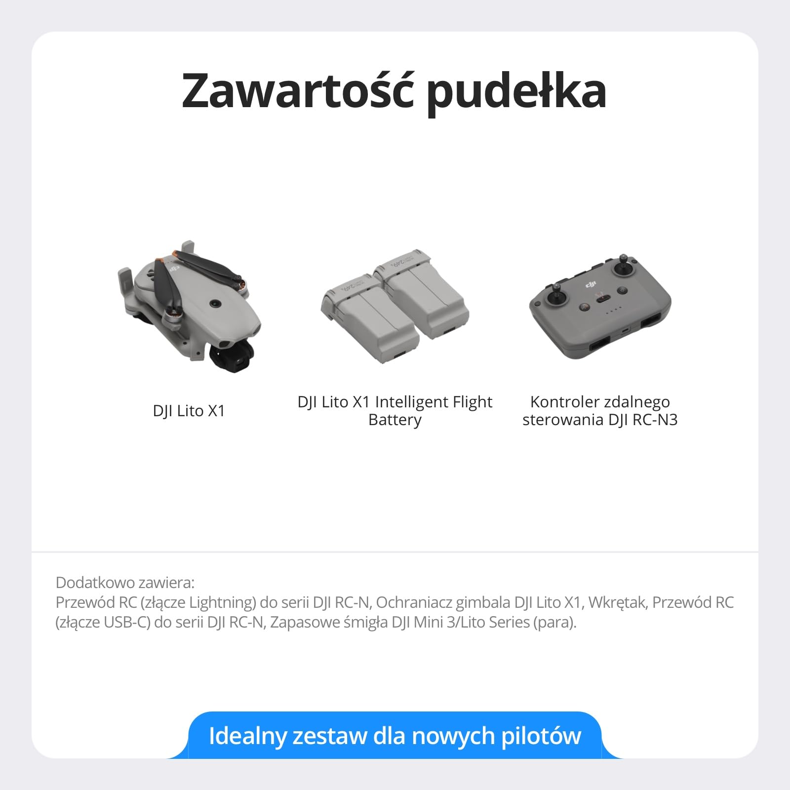 DJI Lito X1 Two-Battery Combo (RC-N3), dron 4K dla początkujących | Wykrywanie przeszkód, ActiveTrack, matryca 1/1,3", lekki dla dorosłych, transmisja wideo 15km, 2 akumulatory, C0