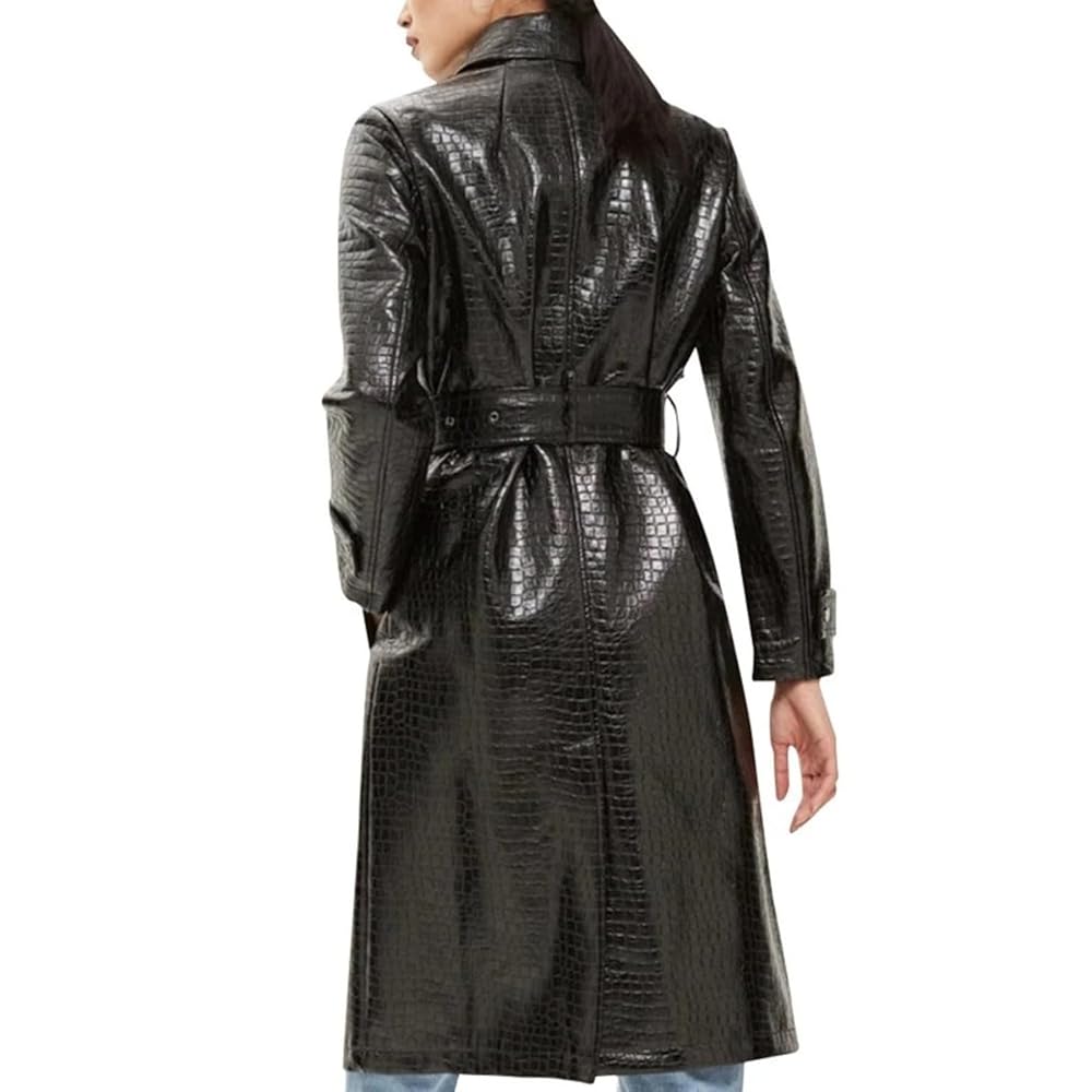 ジャケット・アウター Crocodile trench coat Amazon.com: Crocodile Printed Leather Long Trench Coat For