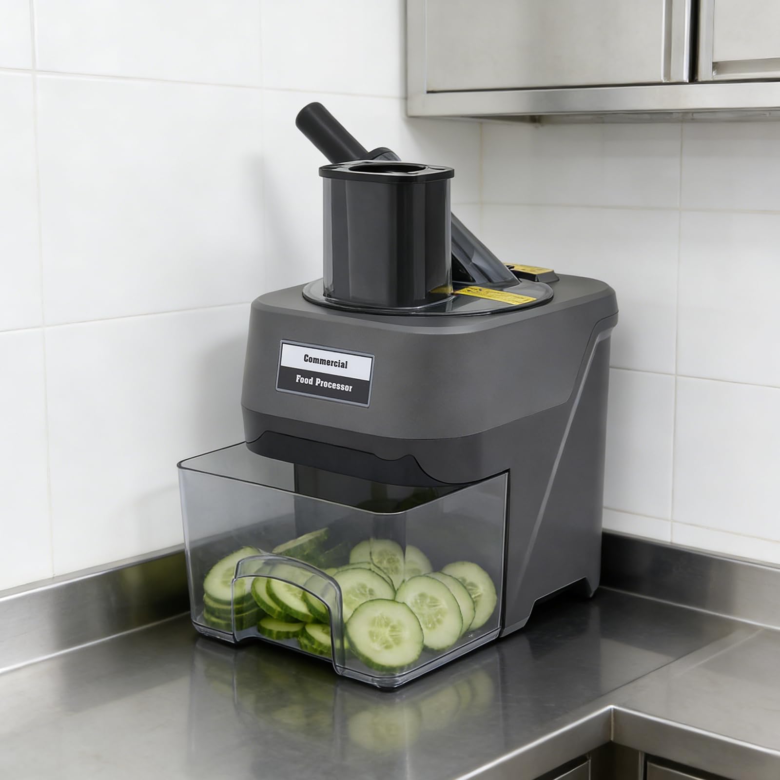 Gemüseschneider Elektrisch, 3-in-1 Gemüsehobel mit 3 AustauschbarenTrommelklingen, Elektrische Reibe für Obst Gemüse Käse Obst Nüsse Karotten, Bedienung Reibe Küche,Grau