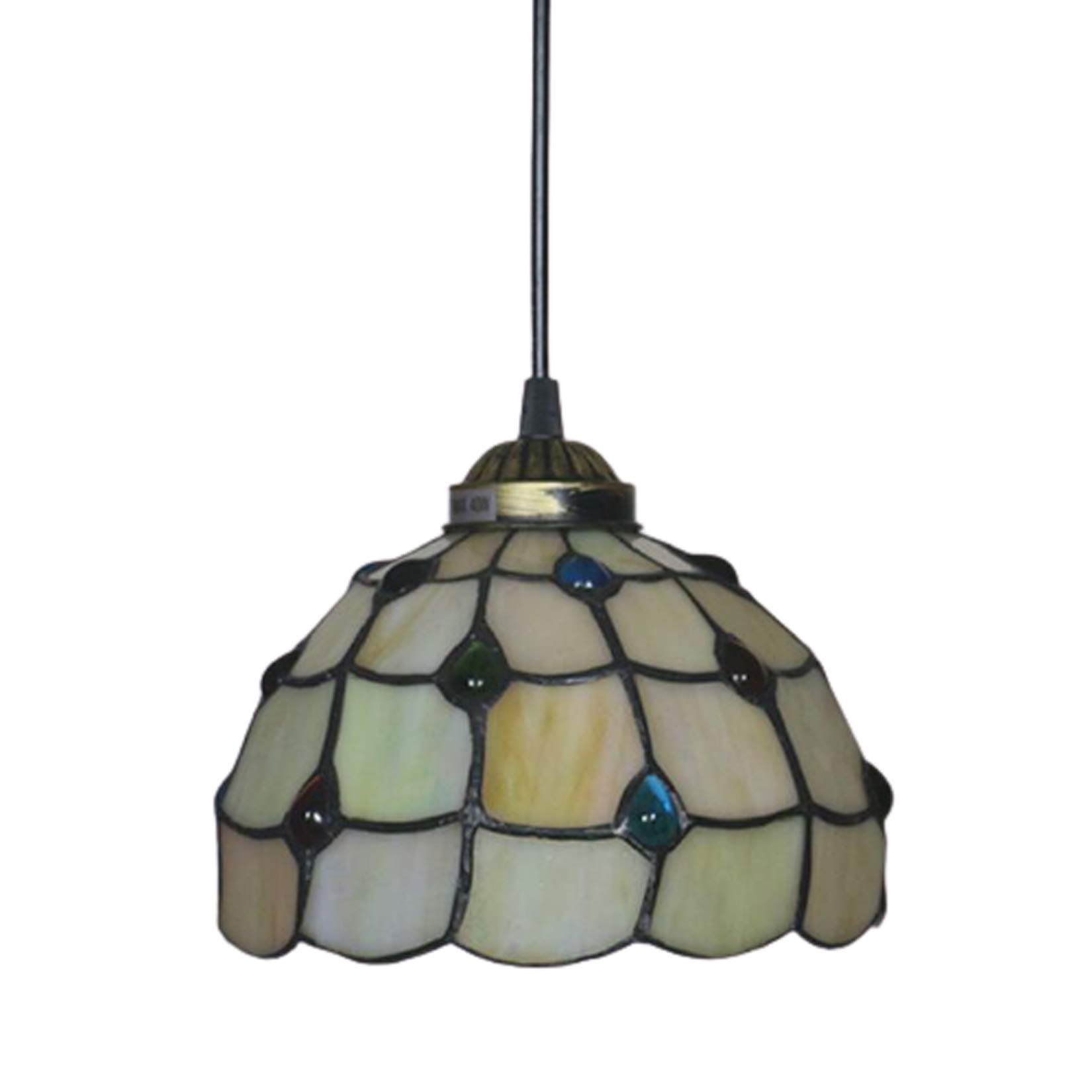 Żyrandol Vintage Witraż Klosz Lampy Sufit Wisząca Lampa Wisząca 2 Światła Oprawa Regulowany Przewód Drut Jadalnia Sypialnia Lampa 110-240 V E27 D