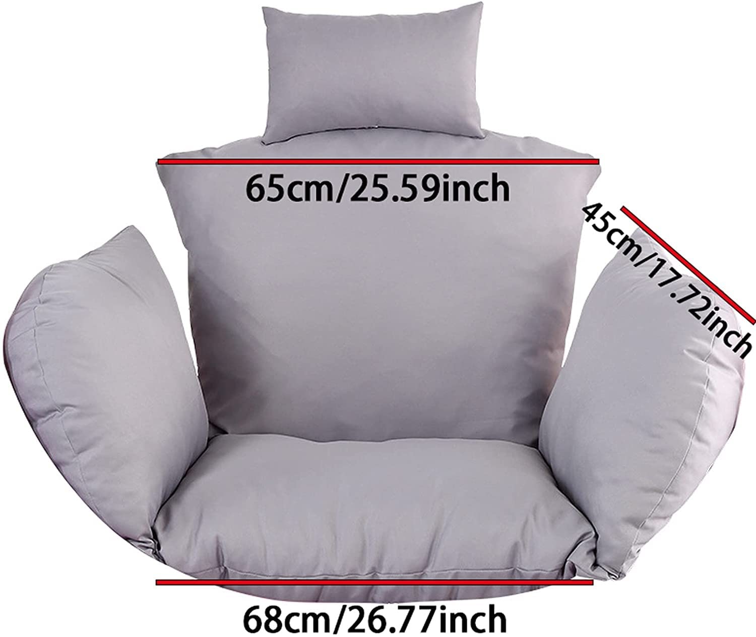 Cuscino per sedia da salotto sospeso da esterno con cinturino fisso, blu, grandi dimensioni, per sedia a uovo da giardino e mobili in rattan