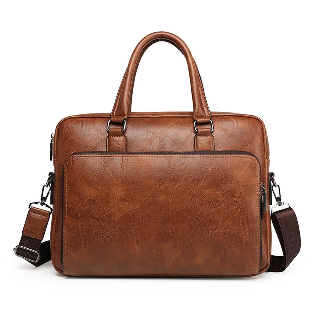 Sac homme cuir fendu grande capacité grand cartable de bureau élégant
