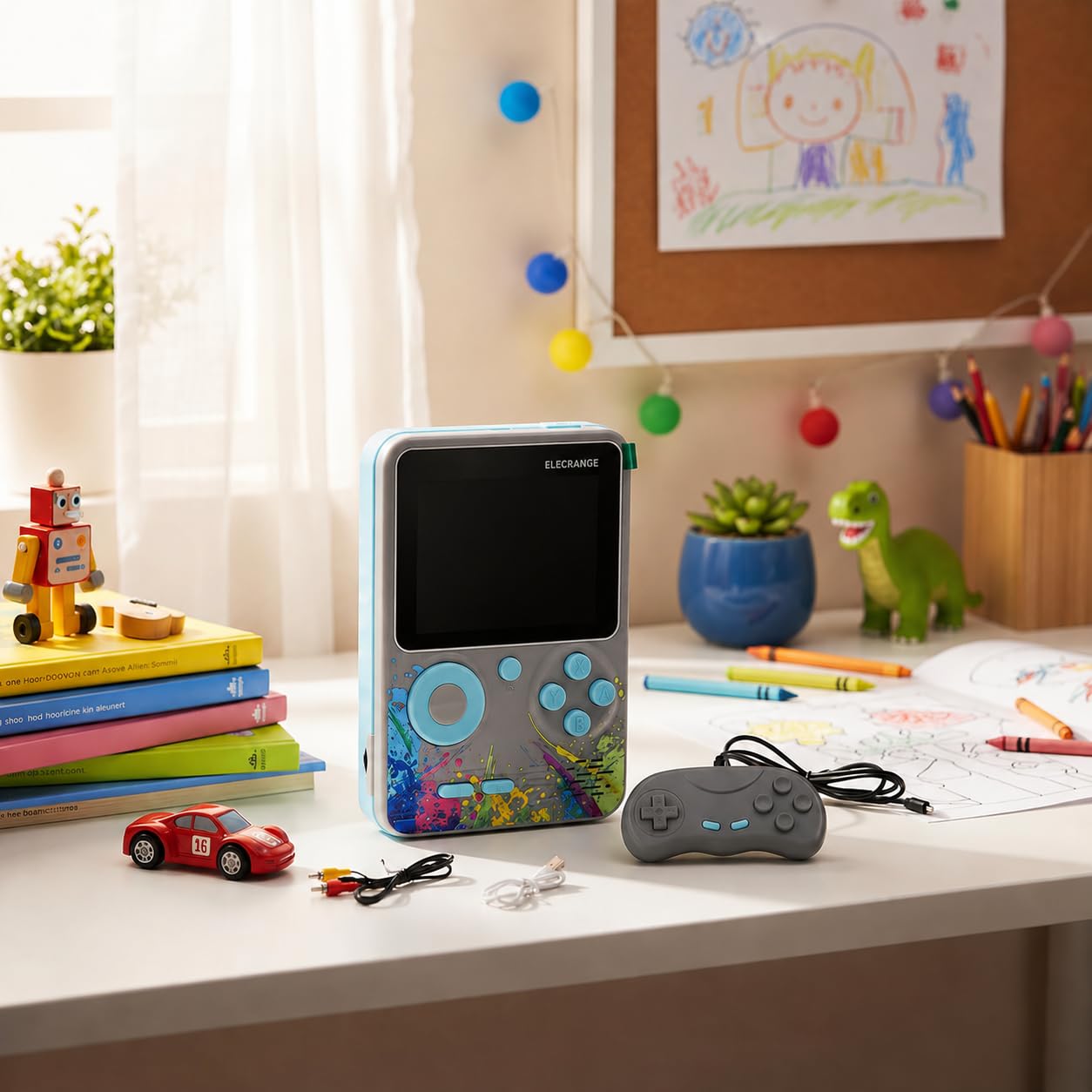 Video Game for Kids 500 in 1 Retro Game Box with 3 in Display ,Handheld Game Box with TV Output Can Play On TV, Games Like Contra, Tank Etc (Multicolour) (G5 with Remote)-image-0