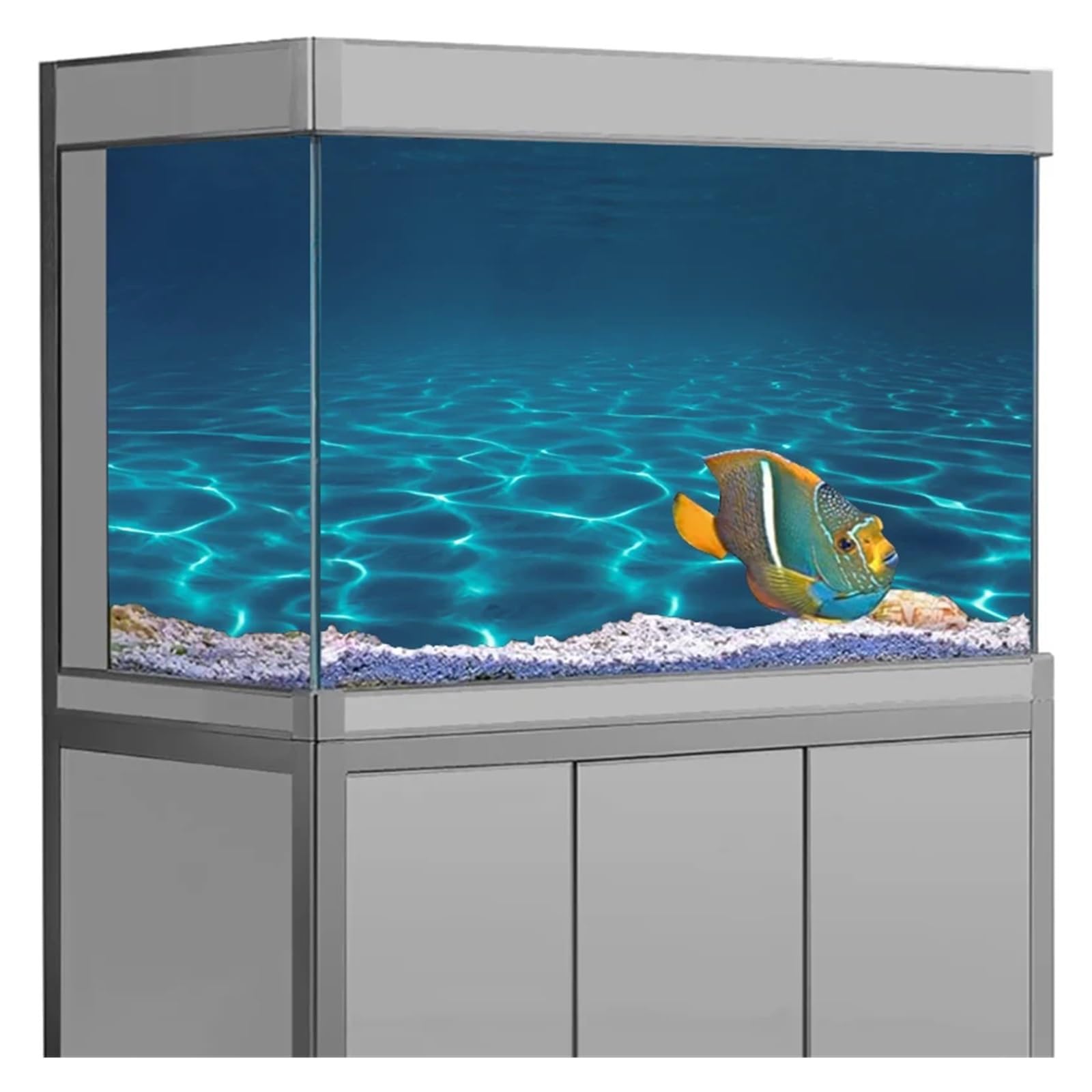 Aquarium Rückwandfolie Blaue Meereslandschaft Aquarium Aufkleber Hintergrund Poster Felsstein Selbstklebende Fischtank Tapete(50x100cm)