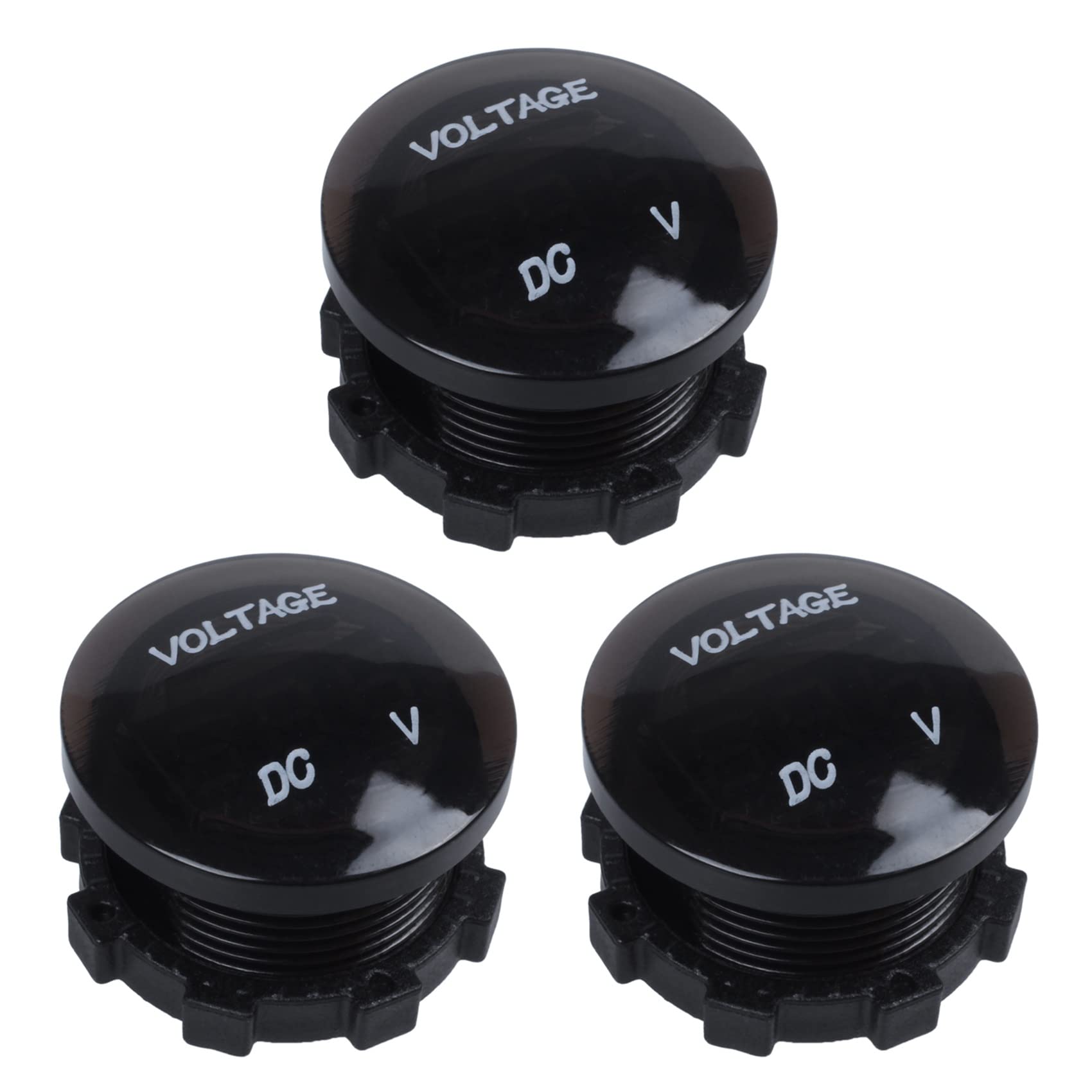 Oewwthy 3X 12V-24V DC Voltmeter Car Monitor Motorcycle LED Red Waterproof Voltmeter Black