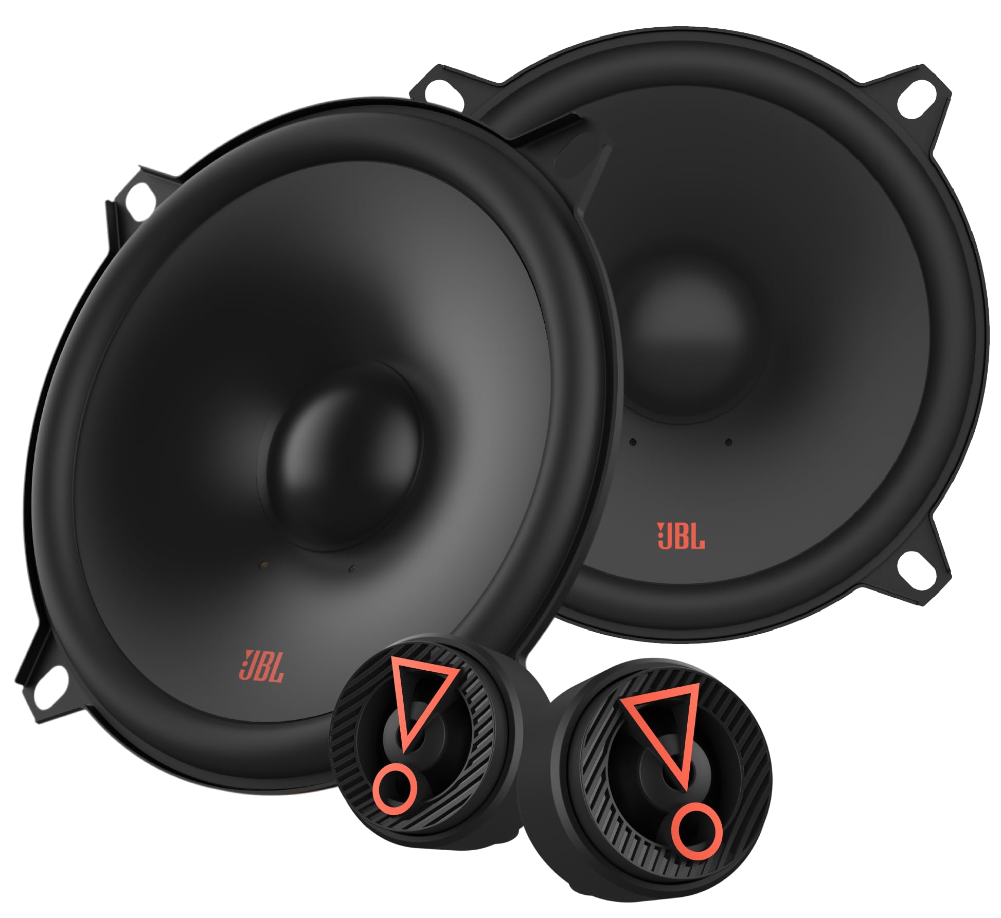 JBL Stage3 507CF de 5,25 Pulgadas, 135 W máximos y 45 W RMS, Rango de frecuencia de 75 Hz a 20 000 Hz, impedancia de 3 ohmios, Mejora Sistema de Audio Original de fábrica