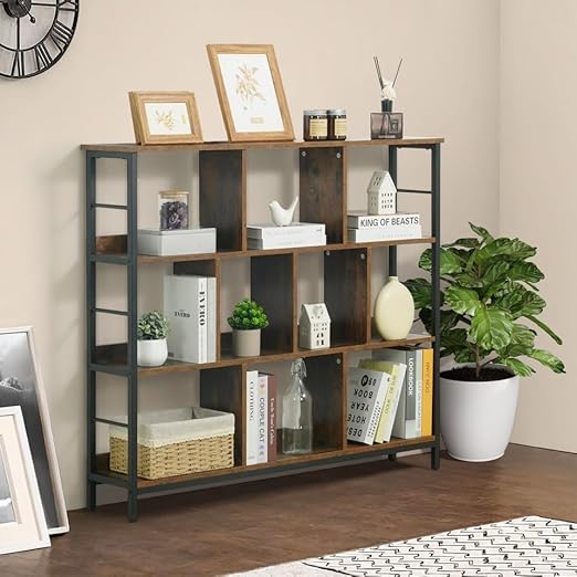 CAPHAUS 10 Cube Storage Organizer, 48” Wide 3 Tier Rustic