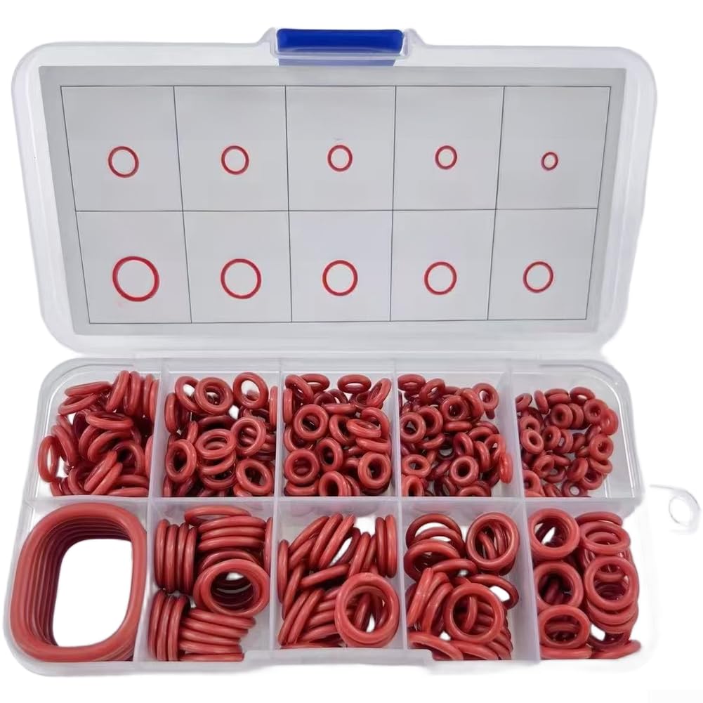 Juntas Tóricas Rojas Silicona 370 Piezas Alta para temp Juntas