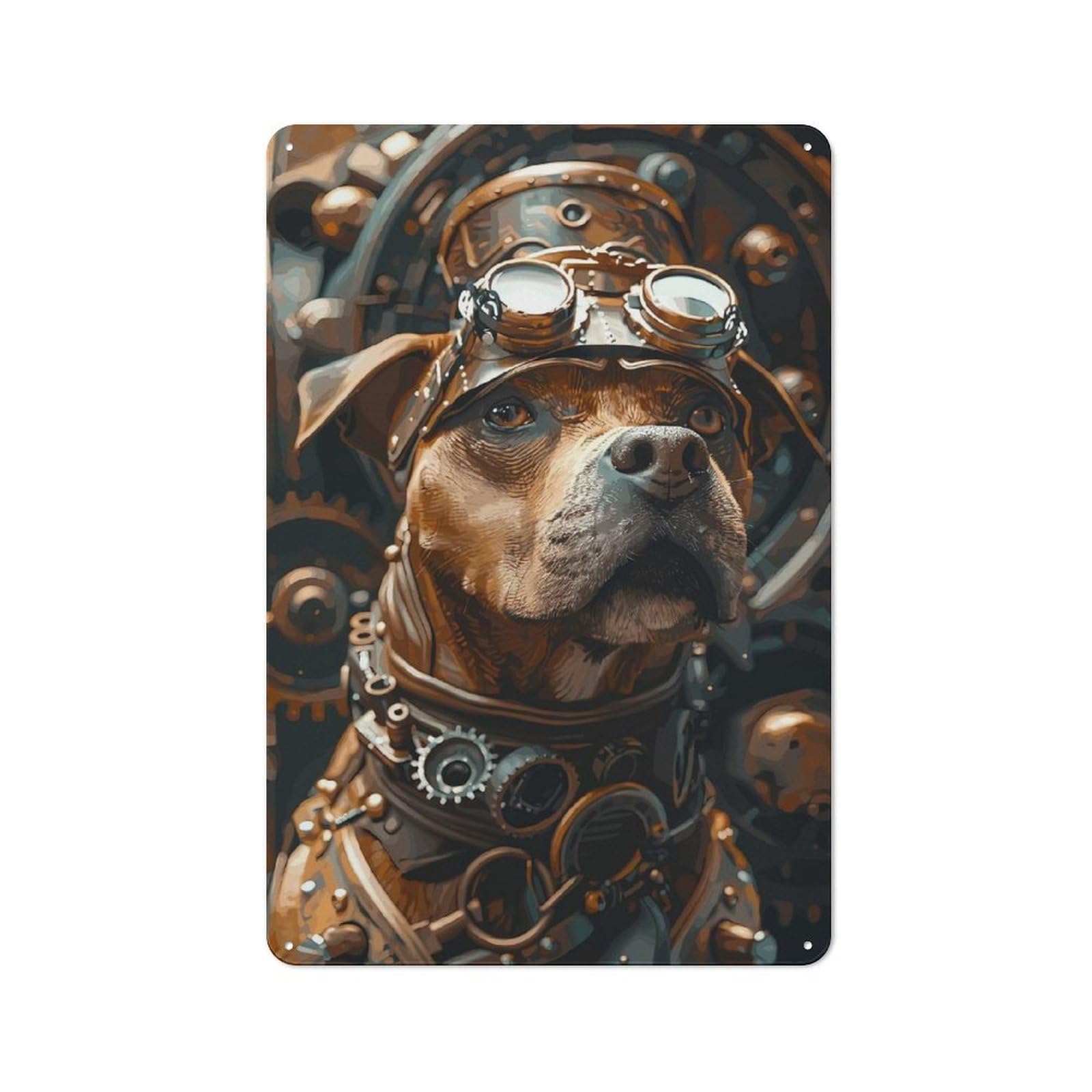 Junmoney Steampunk Dog Terrier Industrial-Style Metal Sign 30X20cm For Home Bar Wall, Housewarming Wall Decor For People Furnishing Home Bar