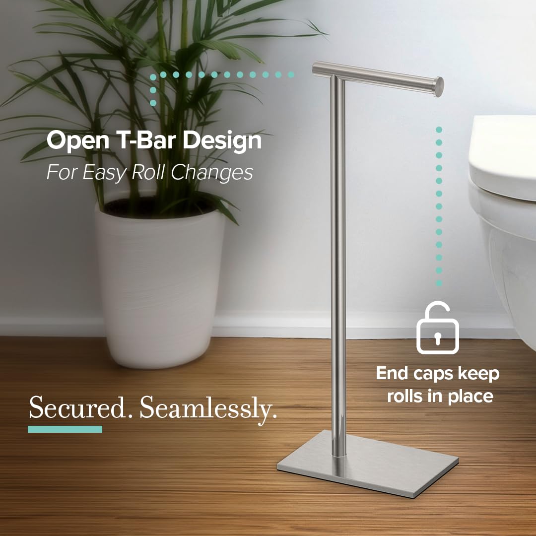 Gatco 1431C Modern Rectangle Base Freestanding Toilet Paper Holder, 21.25" Chrome with Weighted Base — Amazon image 3