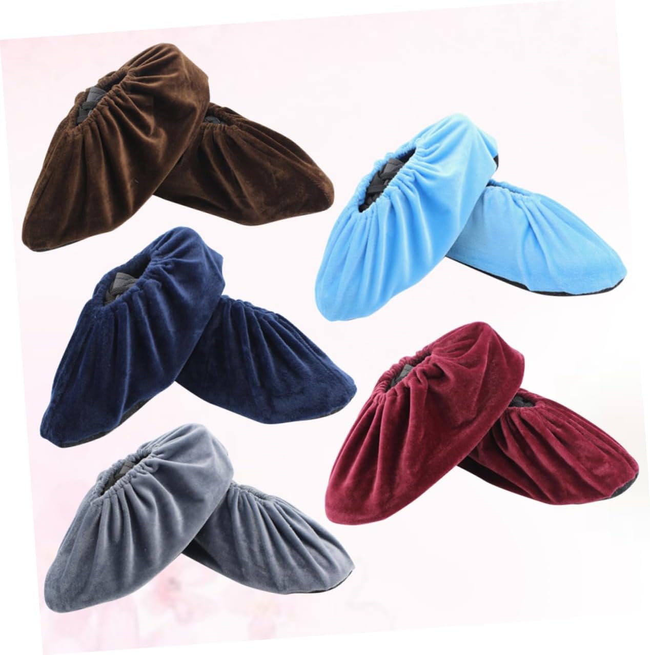 5pairs Indoor Outdoor Slip Shoe Covers Booties Reusable for Indoor Outdoor Wine