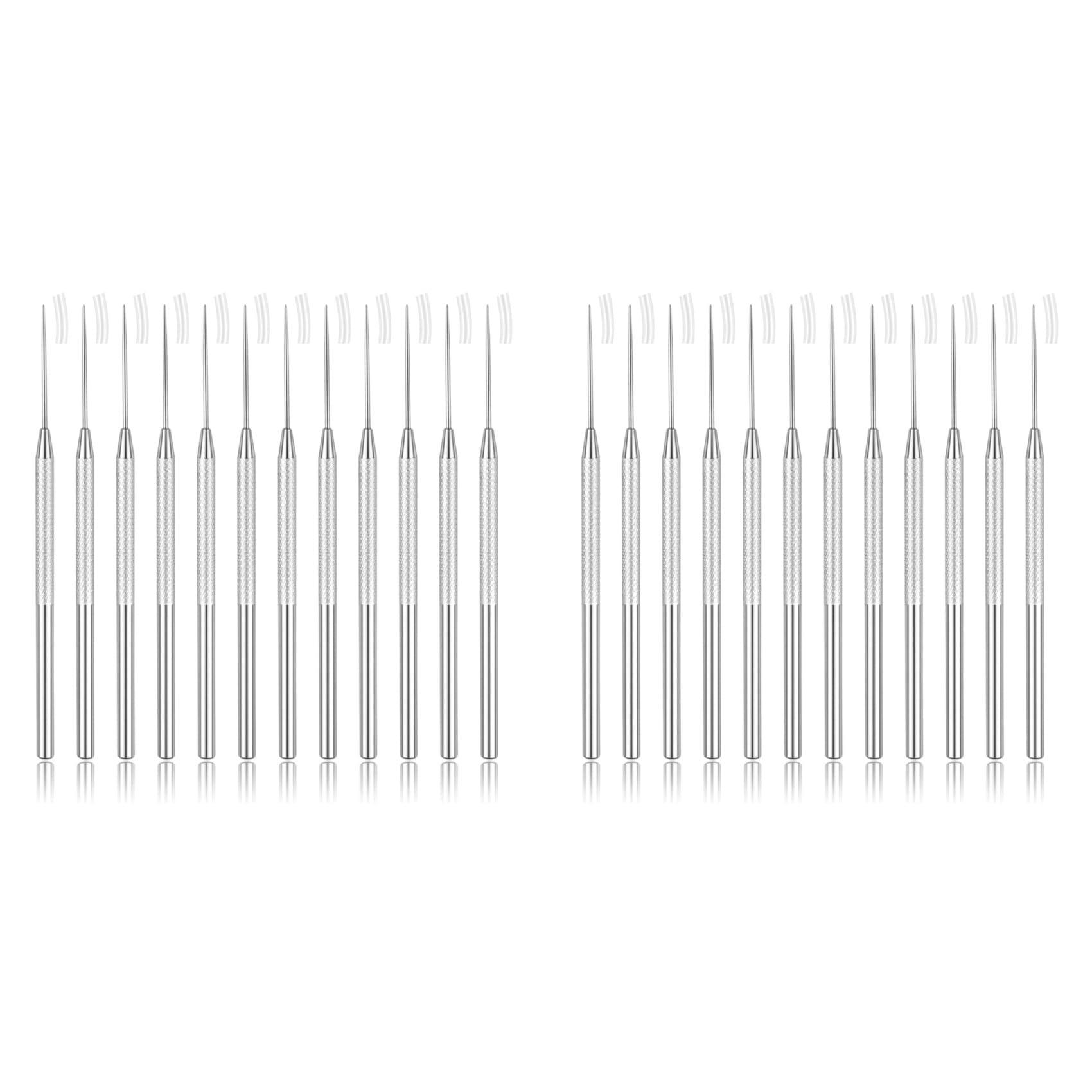 Jnchdghwa Silver 24 Pcs Ceramic Clay Needle Tools, Pottery Sculpture Needle Detail Tools, Polymer Clay Tools Pottery Tools