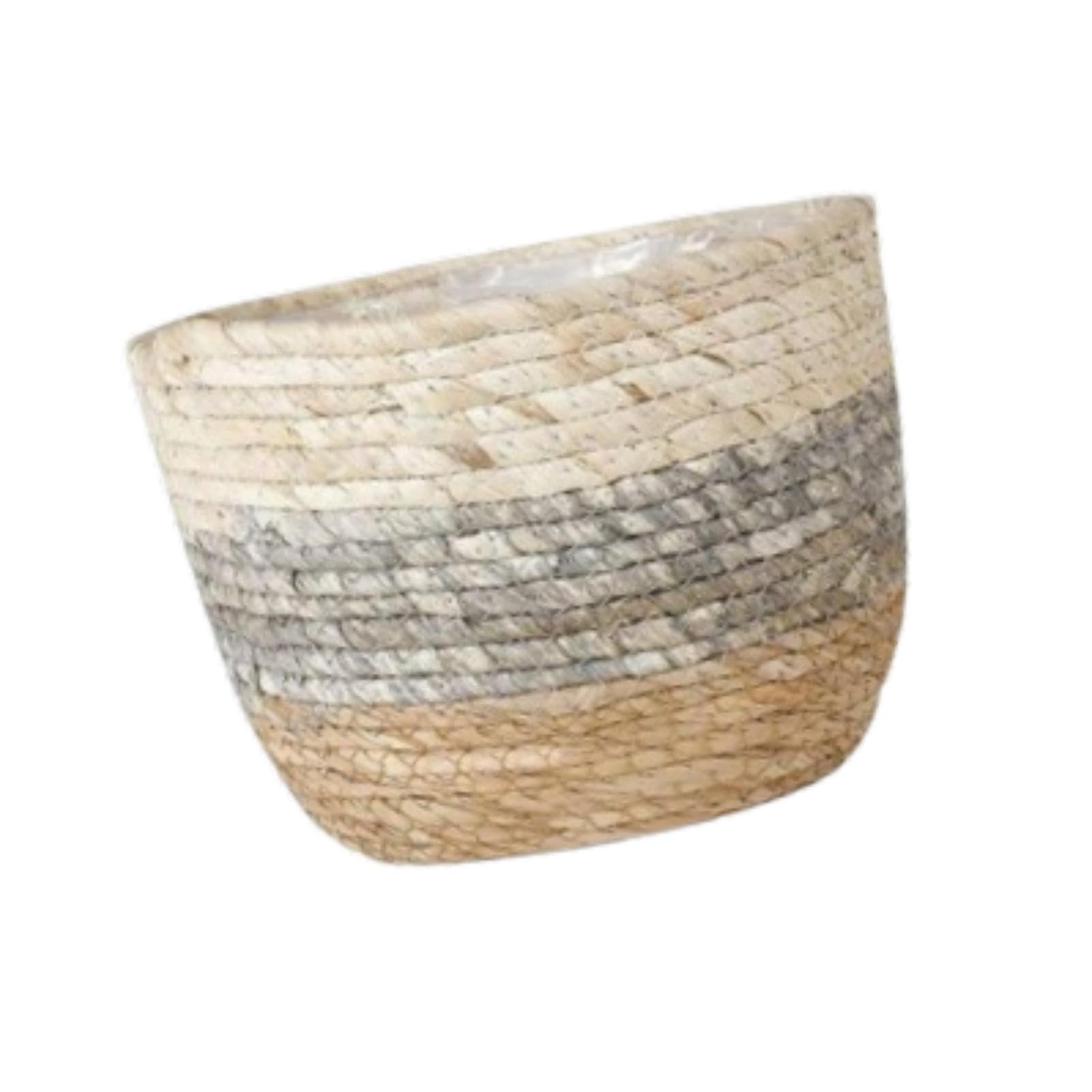 QIXCXAZ Decorative Woven Planter Basket With Liner Ensures Elegant Display Of Indoor Plants While Enhancing Overall Home Atmosphere Plants Container Display, Grey, 25 mouths